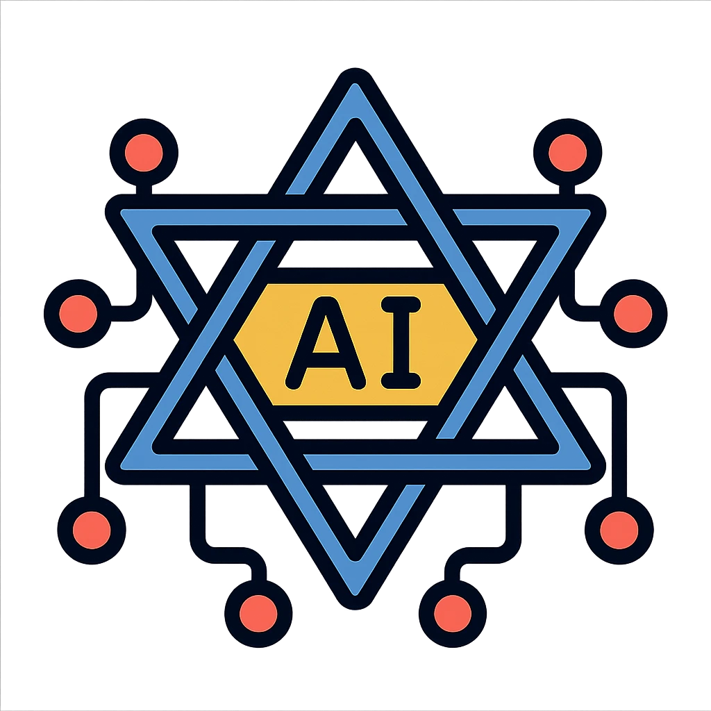 icon symbolizing Israeli AI-generated intelligence, with a circuit board design shaped like a Star of David, clean lines, modern tech style emoji