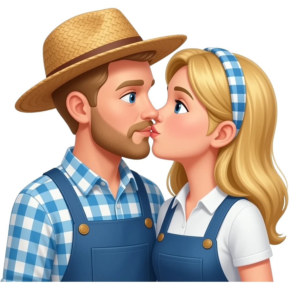 Contadino biondo e contadina bionda che si baciano emoji