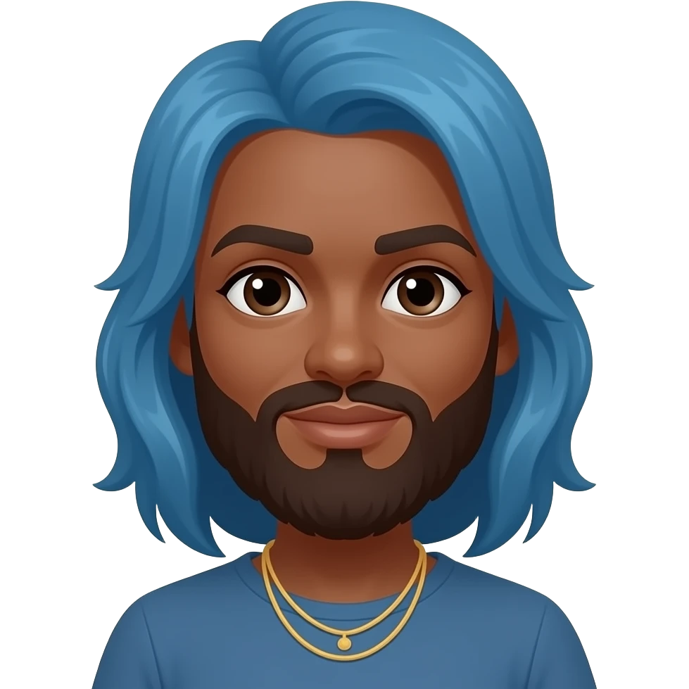 I want it to be exactly like this: 🧔🏾‍♀️ (skin tone and everything) but the hair (except the beard) is blue instead of brown. emoji