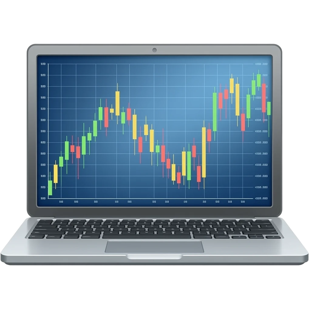stock chart on laptop emoji