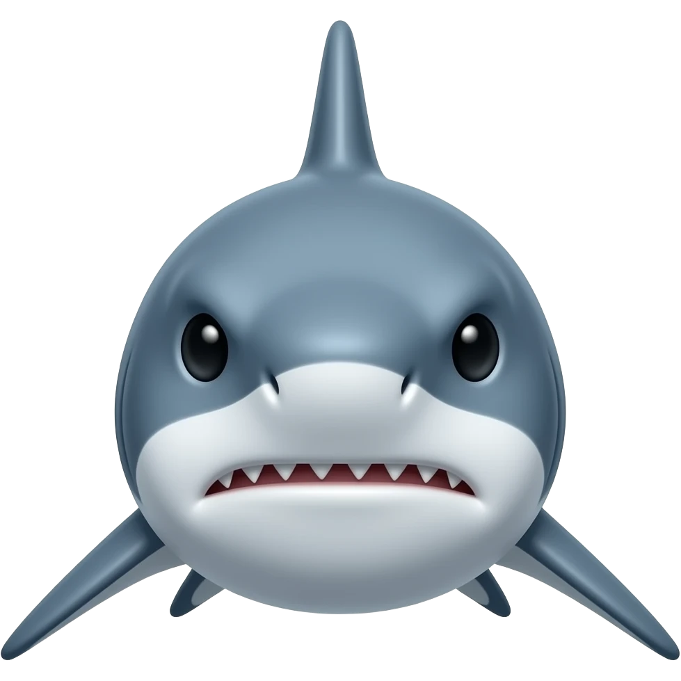 Tubarao agressivo,de frente ,n tao animado emoji