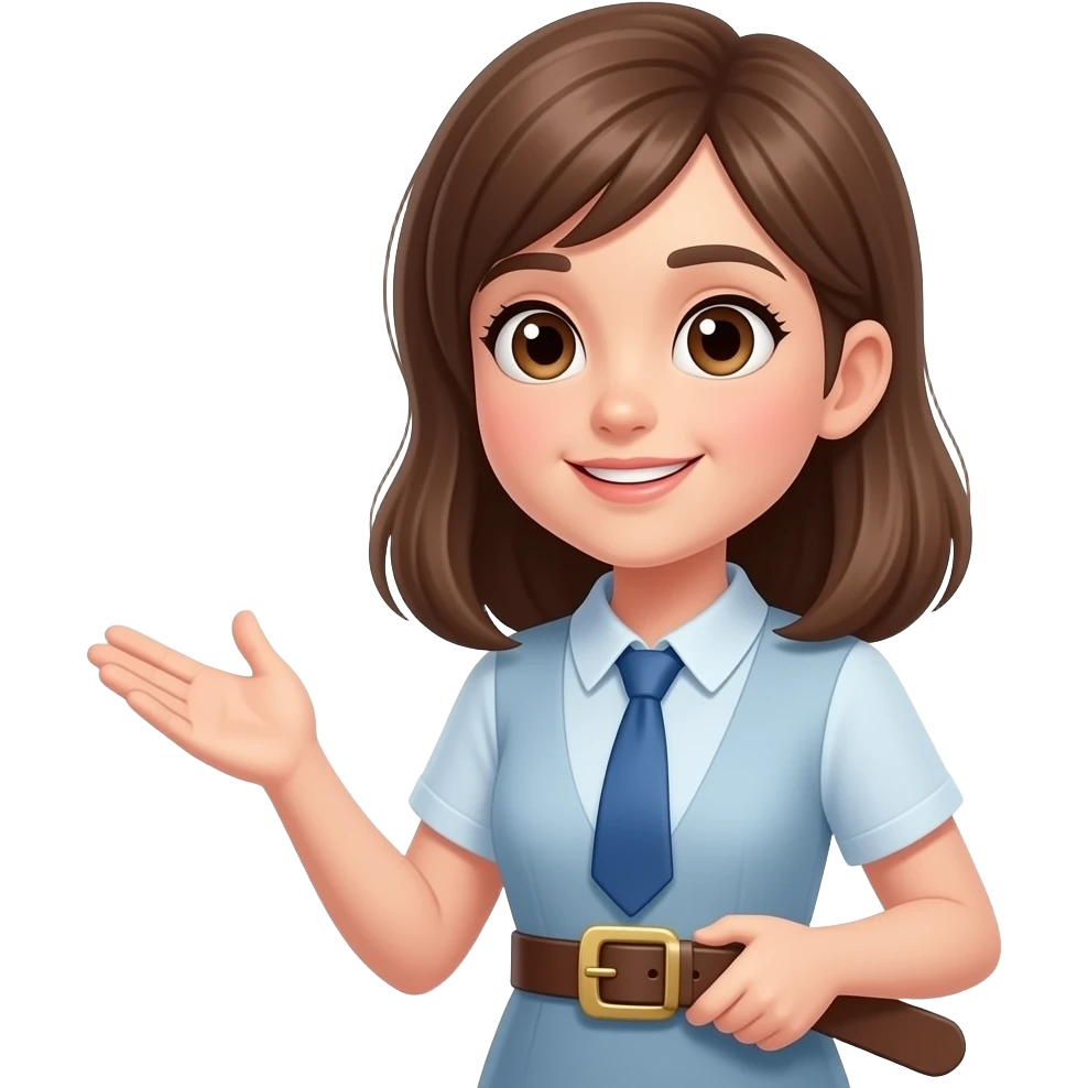 Girl holding belt looks like shes lecturing emoji