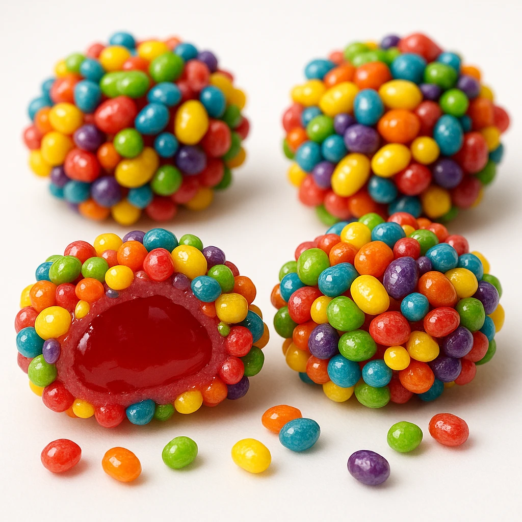 Nerds Gummy Clusters, realistic, glossy candy texture, close-up, white background emoji