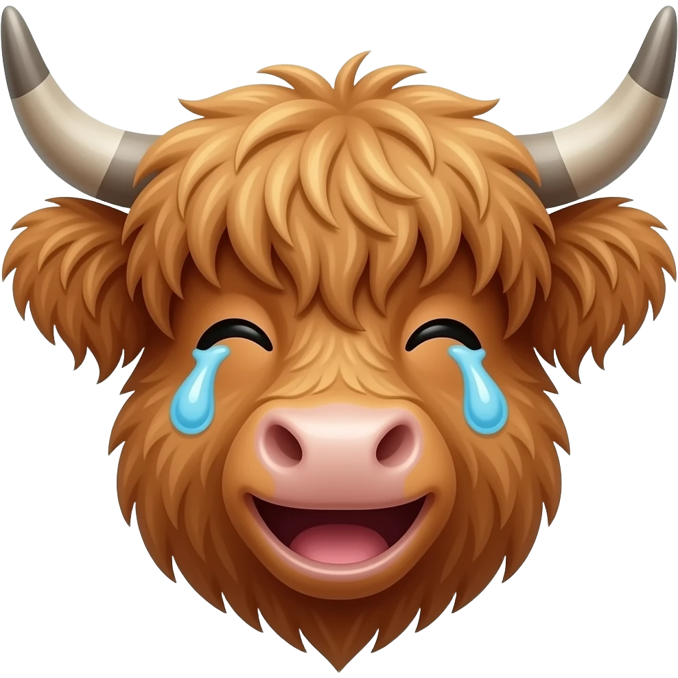 highland cow face tears of joy laugh emoji