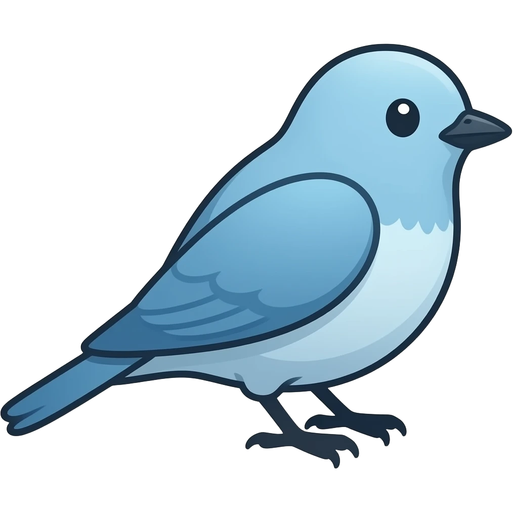 blu bird looking right only lines monochrome no it need to be only one colour and only shape lines no filling or texture emoji