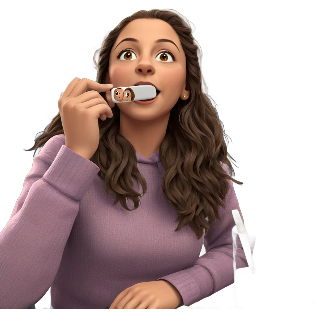 girl with brown hair indoors emoji
