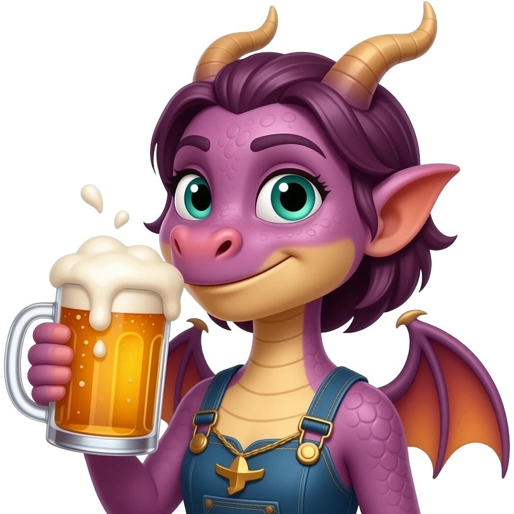 pixar lokking female dragonkin drinking beer emoji