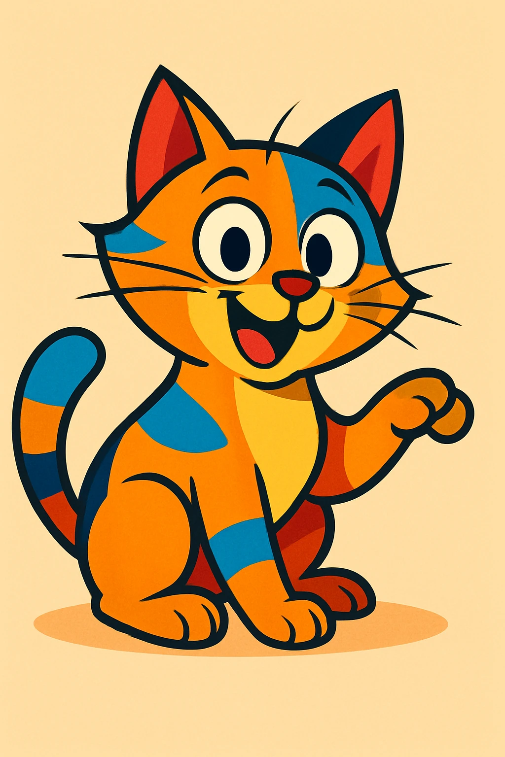 playful cartoon cat, bright colors emoji