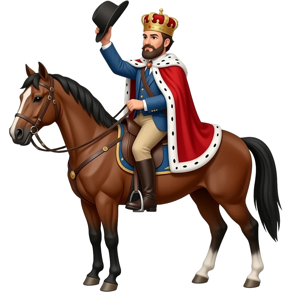 king vintage in a horse holding high one hat emoji