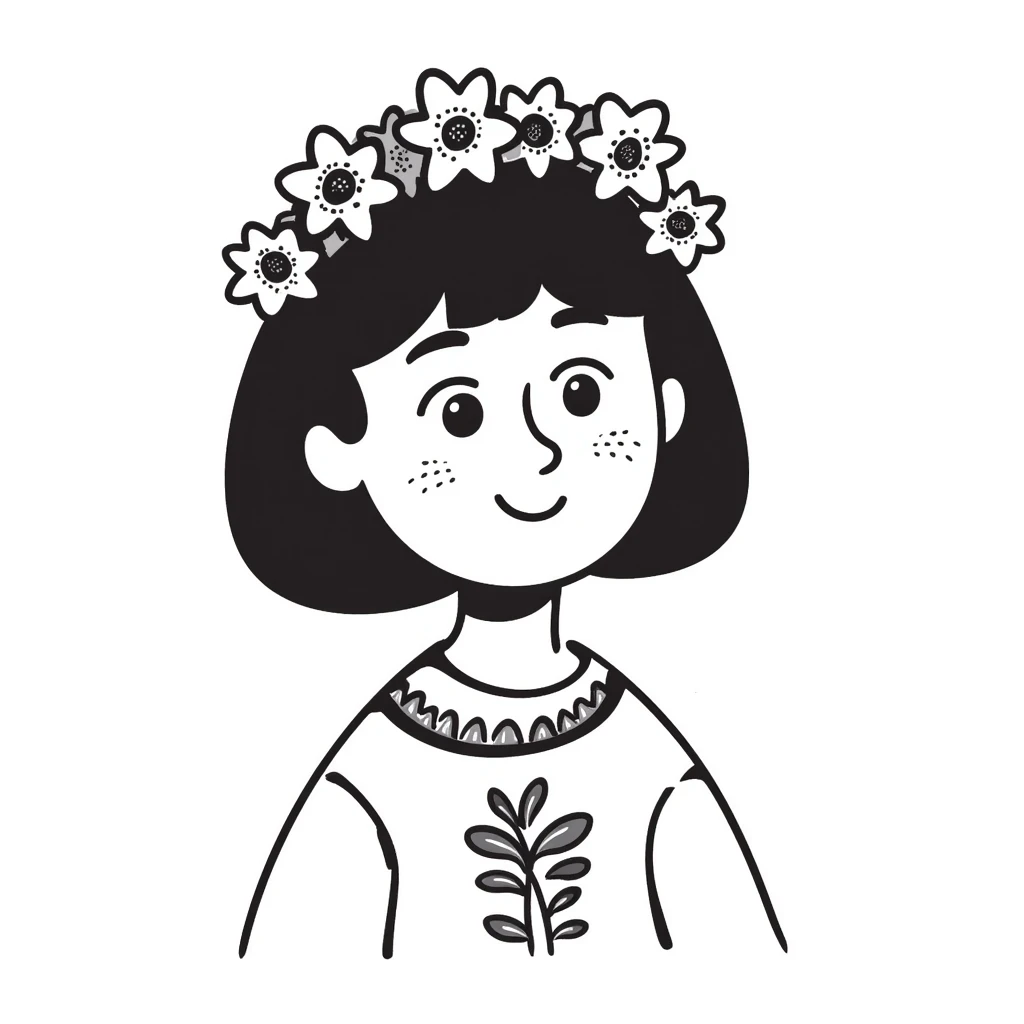 Ukrainian girl in a wreath and embroidered shirt emoji