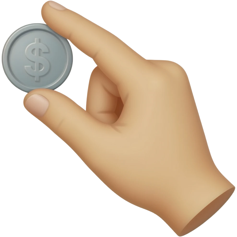 A hand hold a coin, what represent financial control. emoji