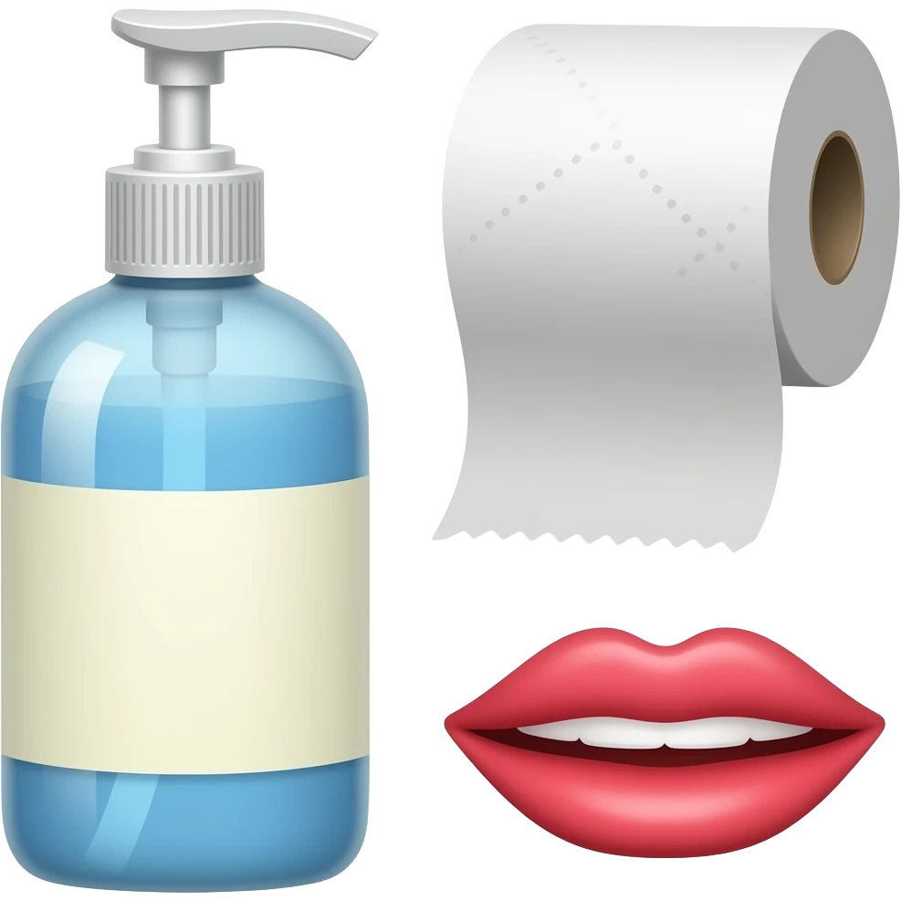 Soap, tissue, and mouth emoji
