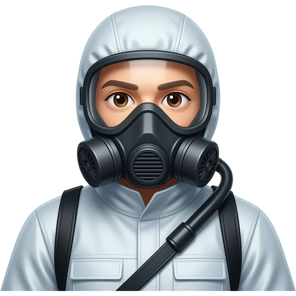 Insecticide man front facing with full uniformand mask emoji