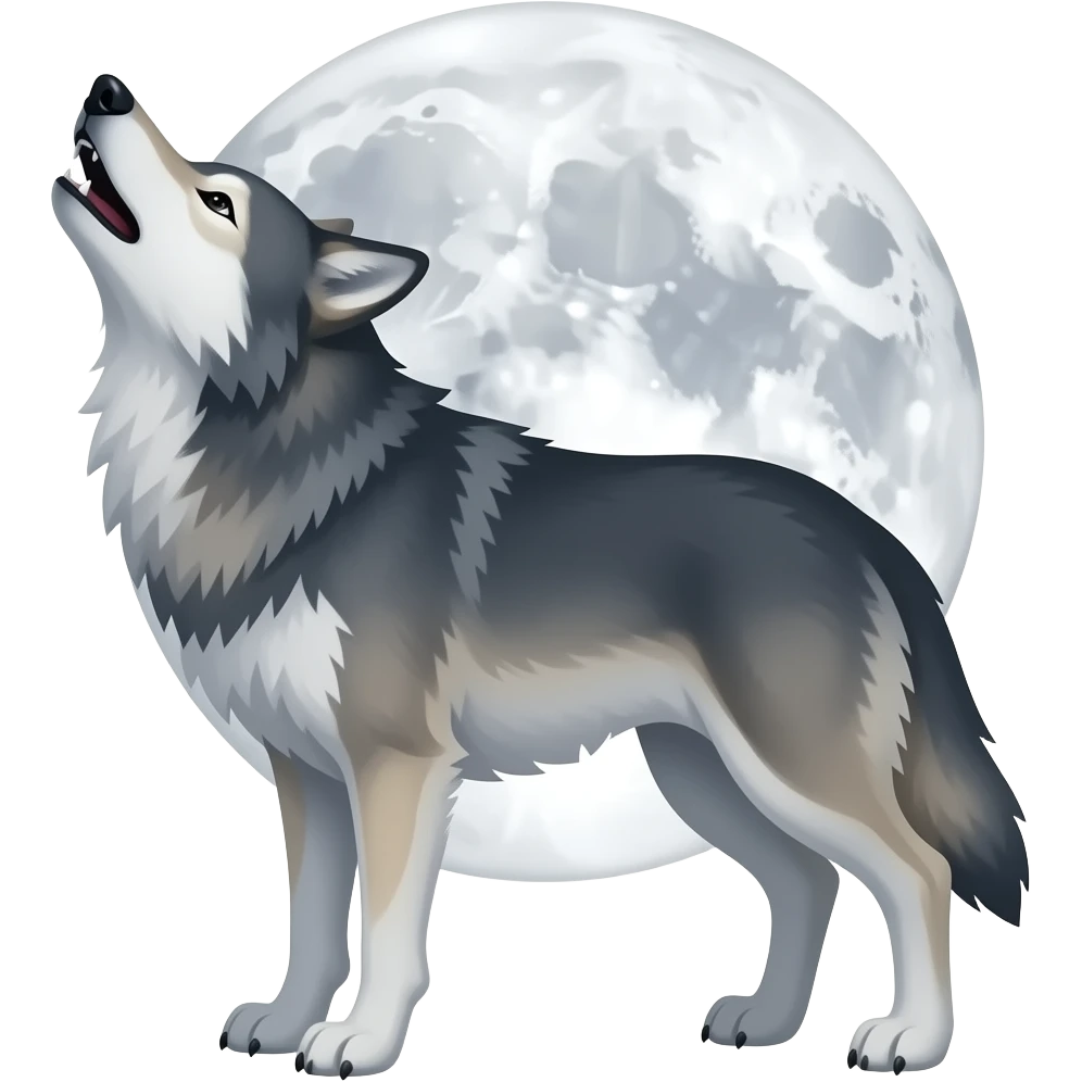 Howling wolf with moon emoji emoji