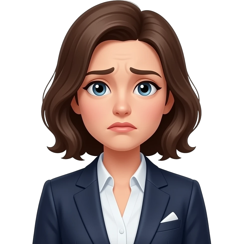 confused woman in elegant suit, only head and torso emoji