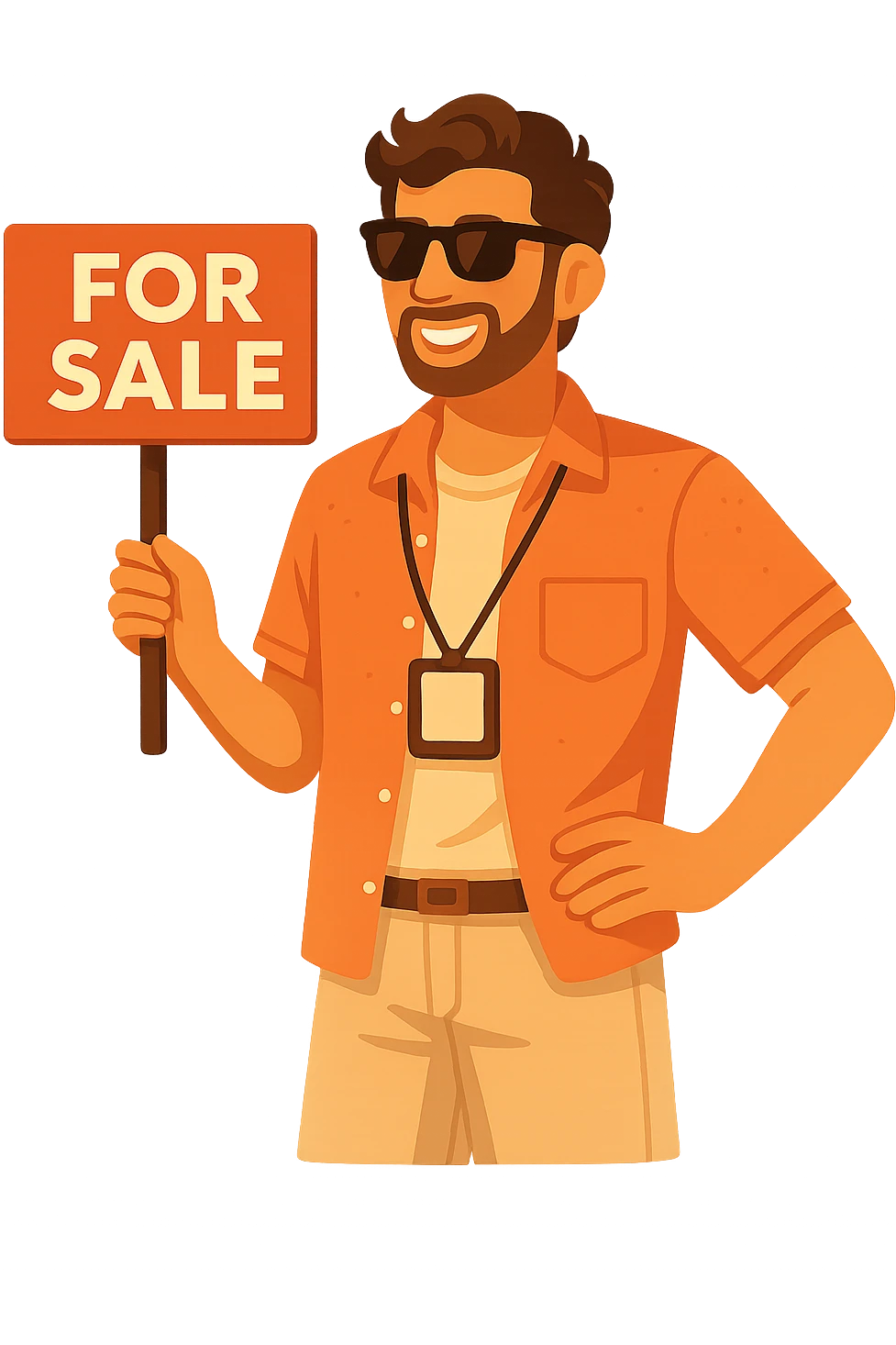 Remove the background, keep the real estate agent wearing sunglasses in a summer vacation style, on a transparent background. emoji