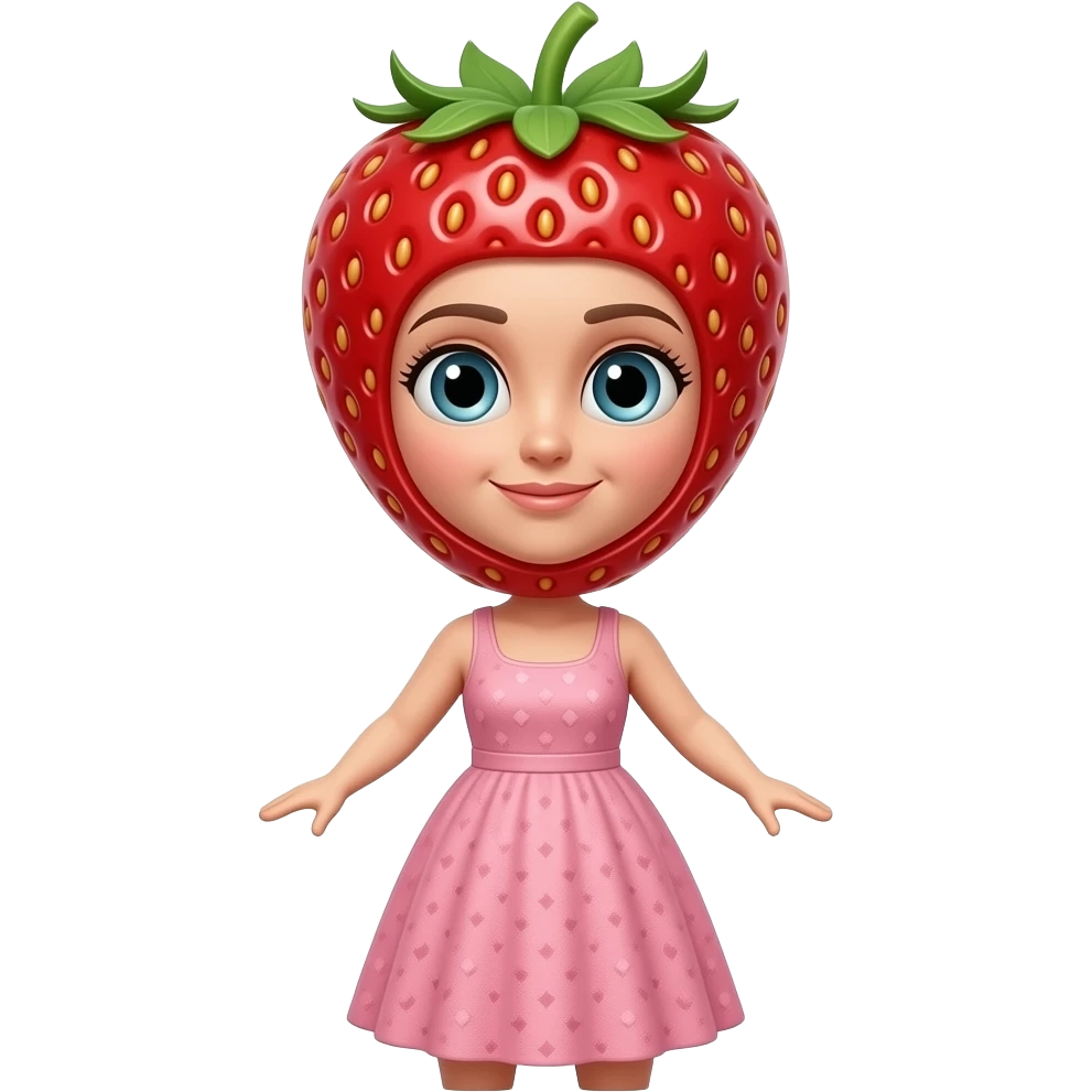 Una fresa con cuerpo de mujer y cabeza de fresa cuerpo completo. emoji