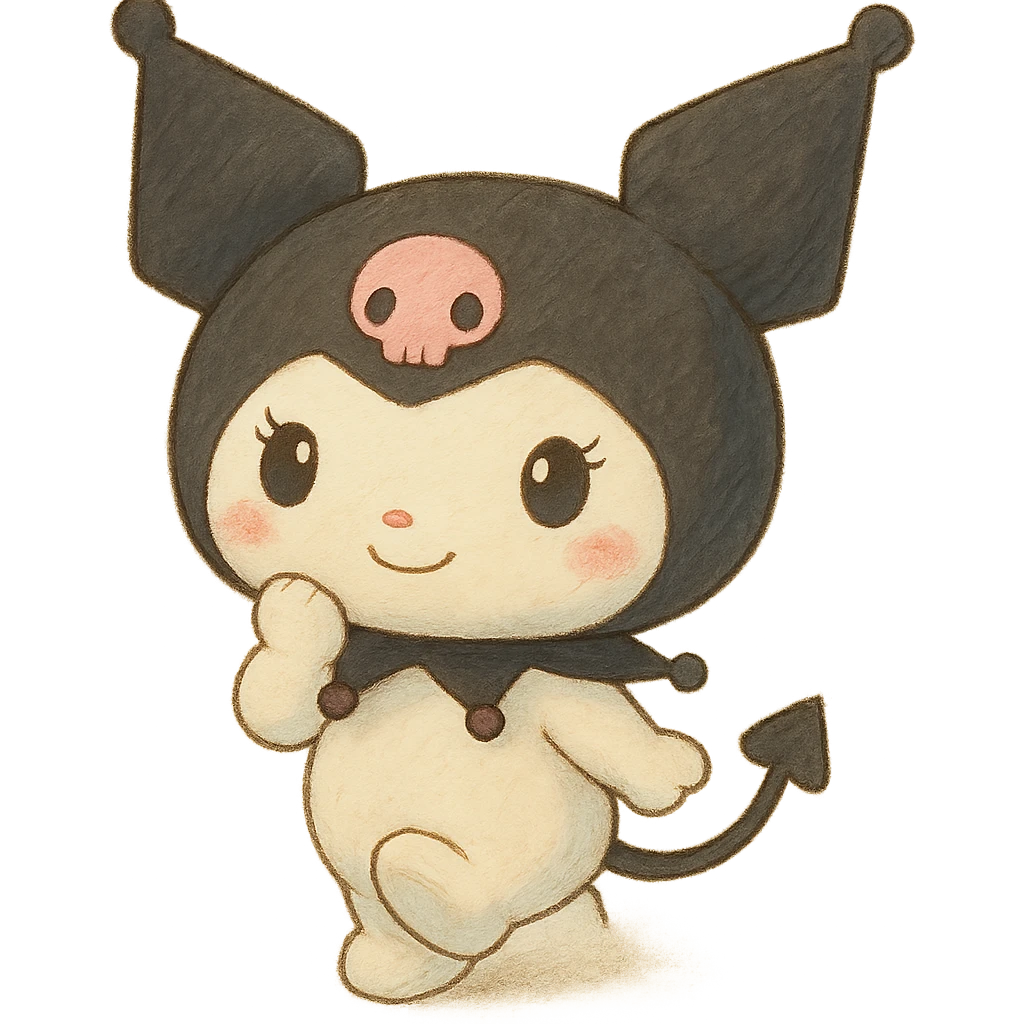Kuromi character, soft and whimsical, transparent PNG emoji