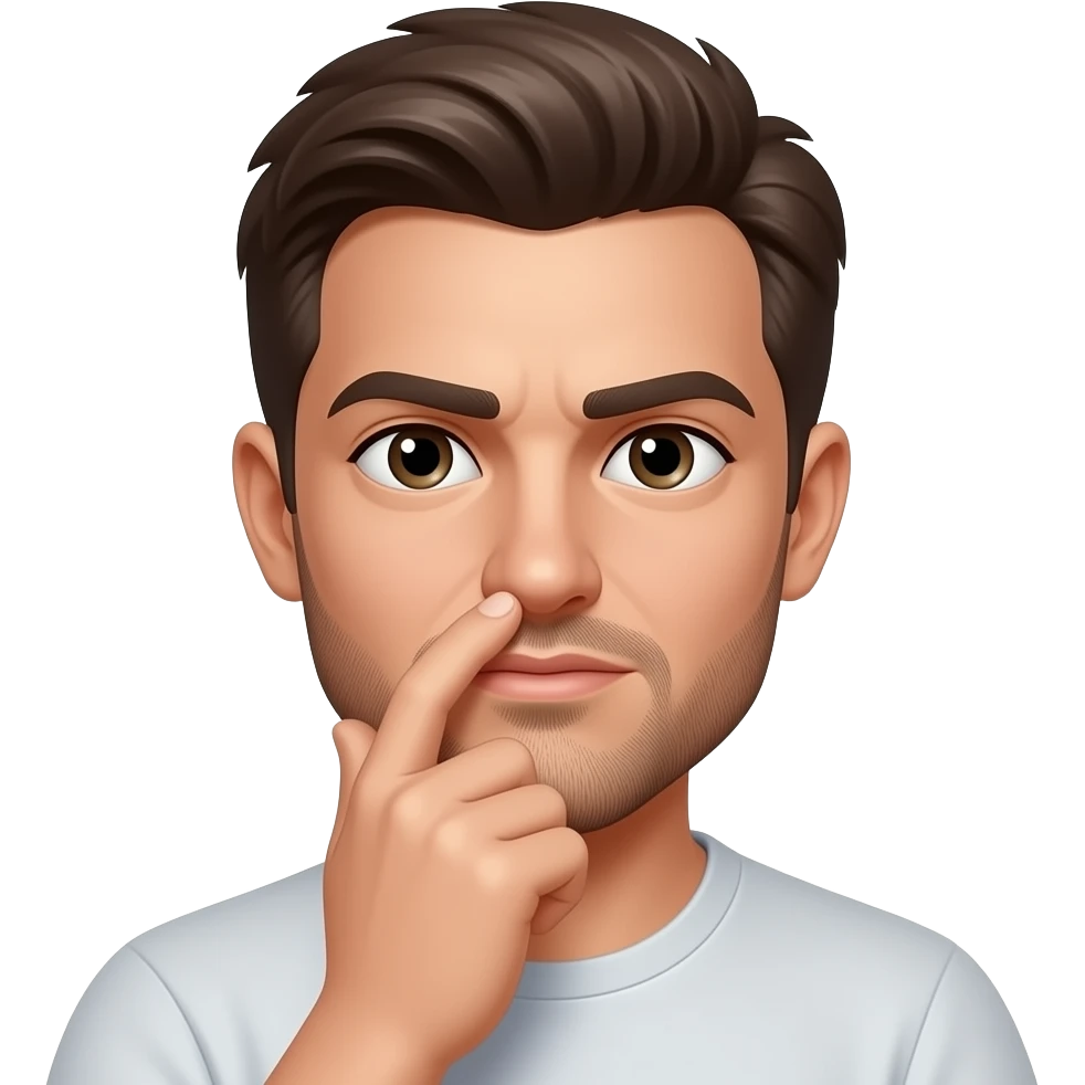 Man with nose in his mouth emoji