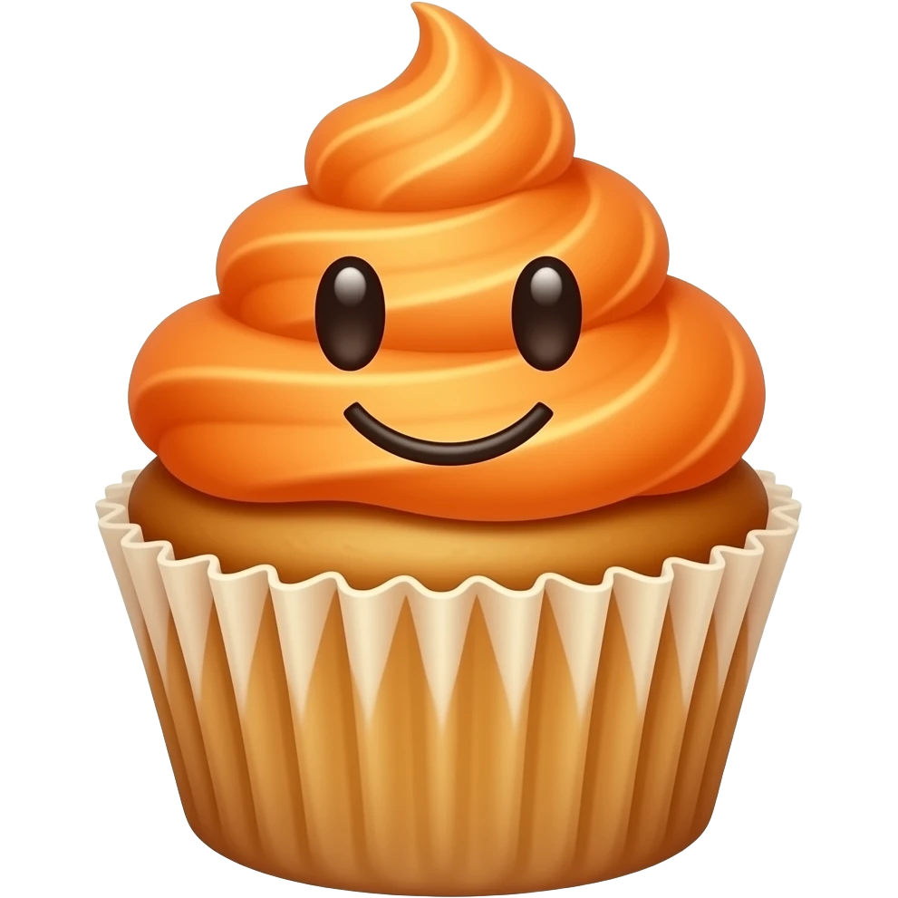 cupcake de laranja com carinha feliz na cobertura emoji