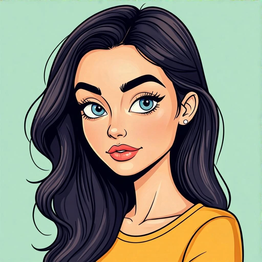 a womanwith very thin eyebrows (cartoon colourful style) emoji