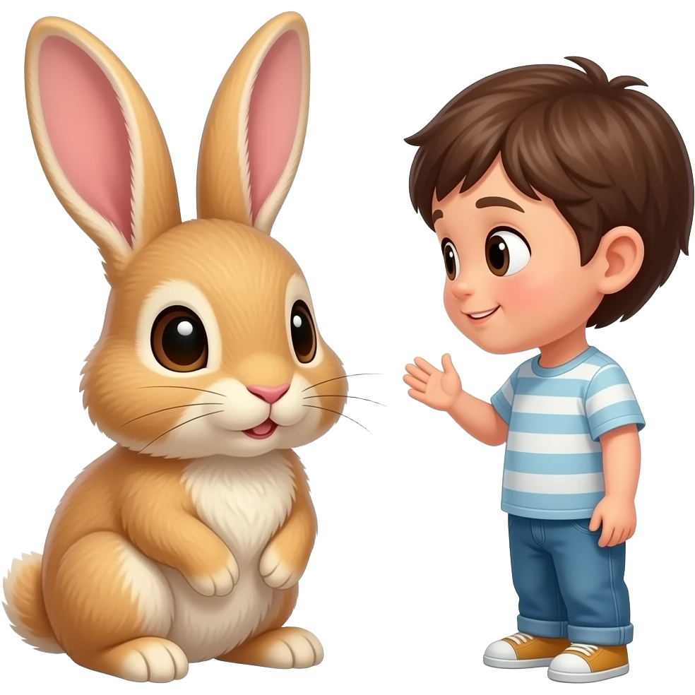 kid looking at the rabbit emoji