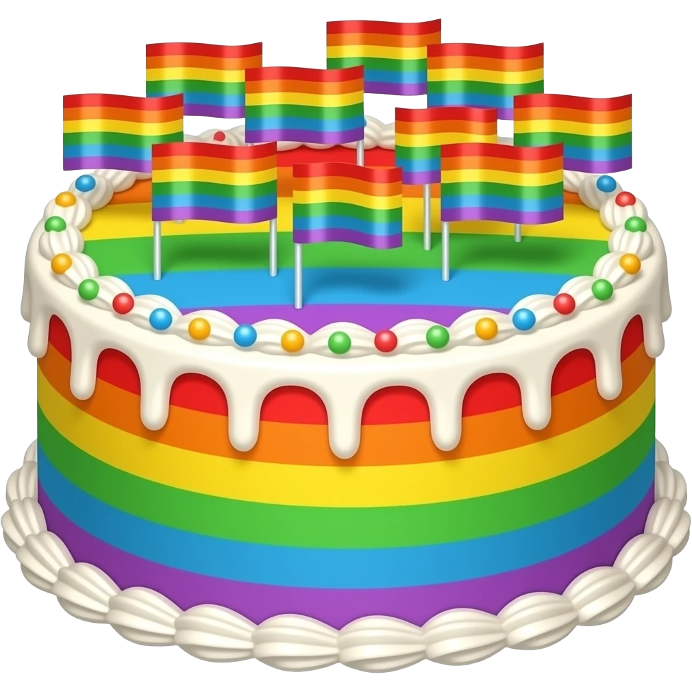 A rainbow flags themed cake emoji