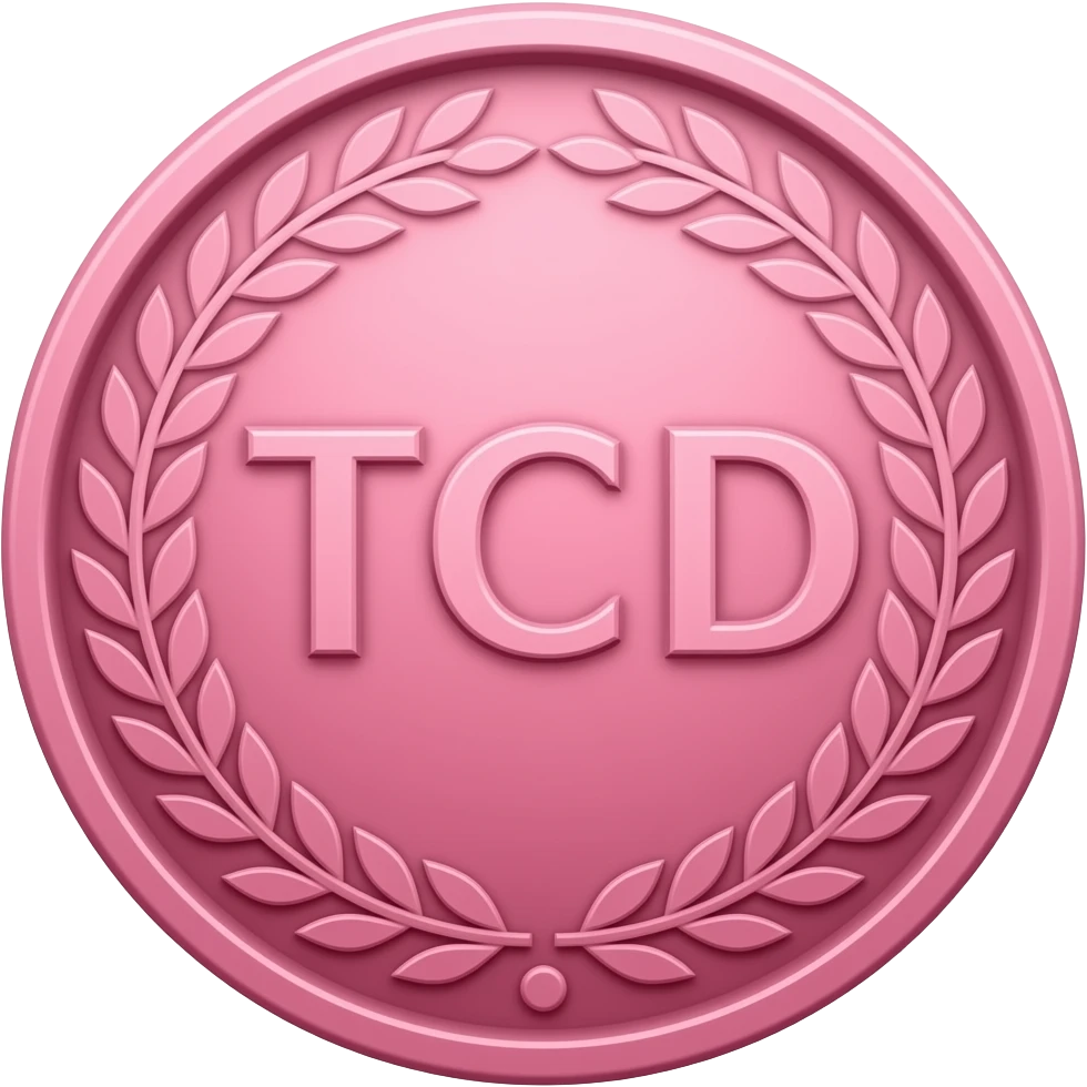 резная розовая монета c надписью TCD с орнаментом emoji