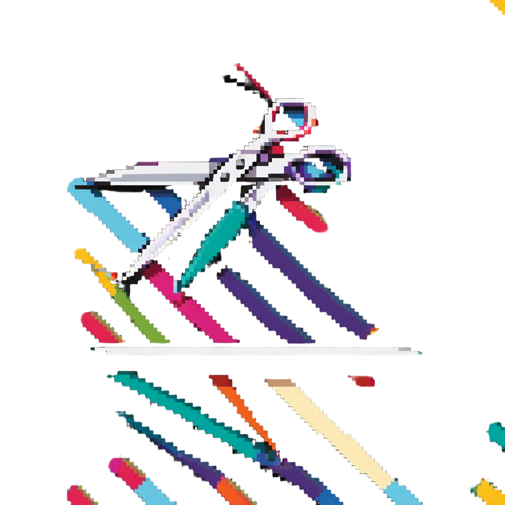 scissors cutting colorful fabric with dotted lines emoji