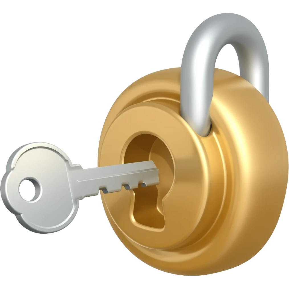 A key trying to open the lock emoji