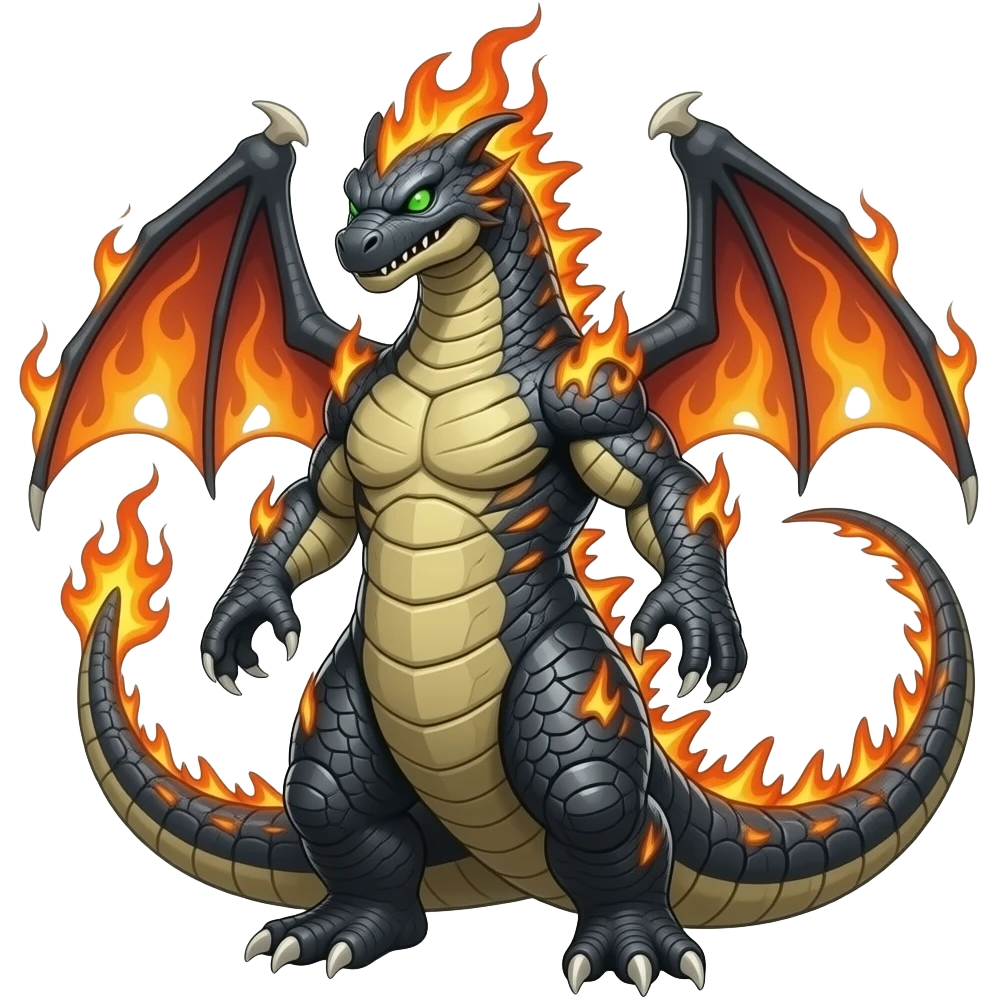 Loch Ness monster-Godzilla-Charizard-Zangoose-hybrid-Fakemon-Creature emoji