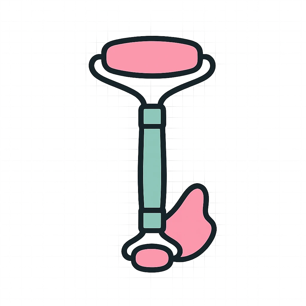 gua sha roller tool, flat icon, simple lines, pastel palette emoji