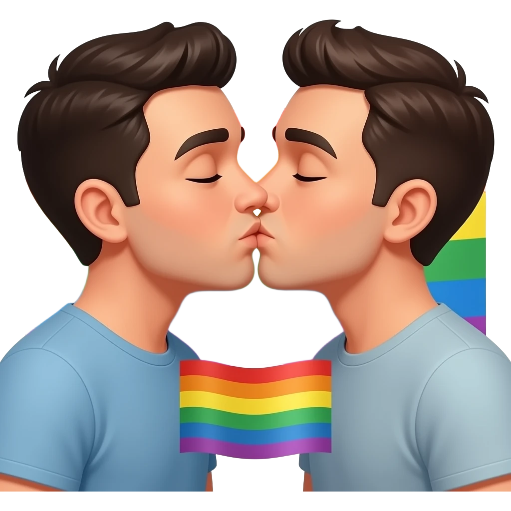 👨‍❤️‍💋‍👨+ 🏳️‍🌈 emoji