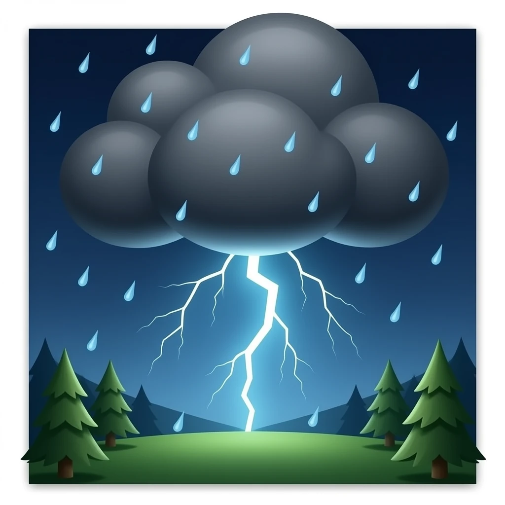 dark cloud with rain and lightning emoji
