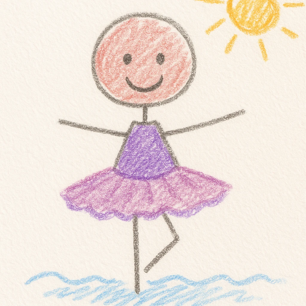childlike drawing of a ballerina costume with soft colors emoji
