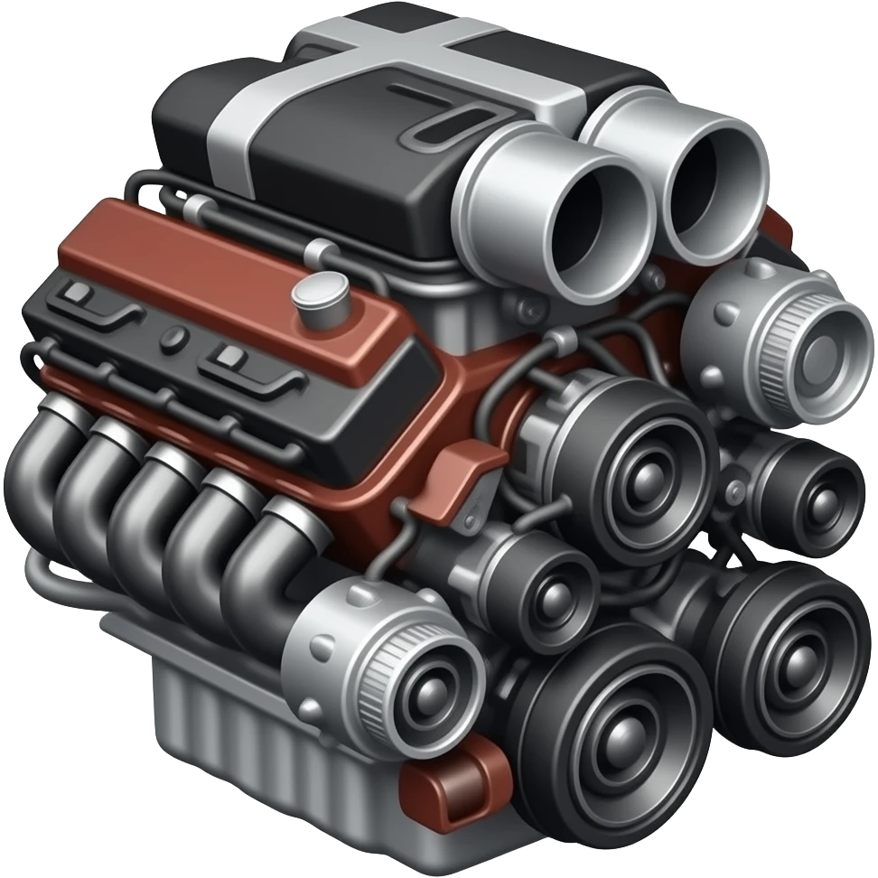 Inline 4 cylinder engine, with big turbo, racing headers, turbo intercoolers, tuner, street racing engine emoji