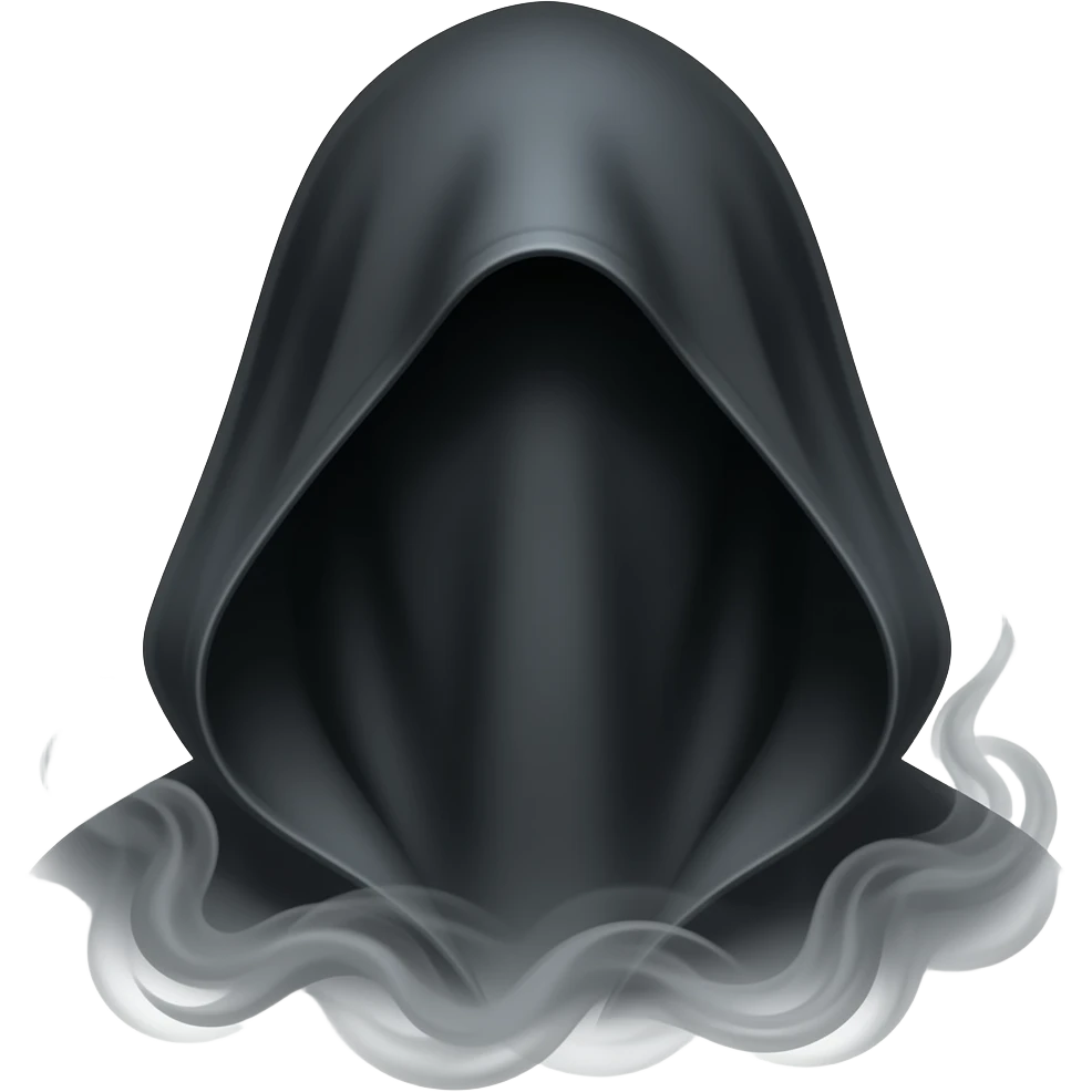 A dark shadow being with a black hooded veil covering it's  face emoji