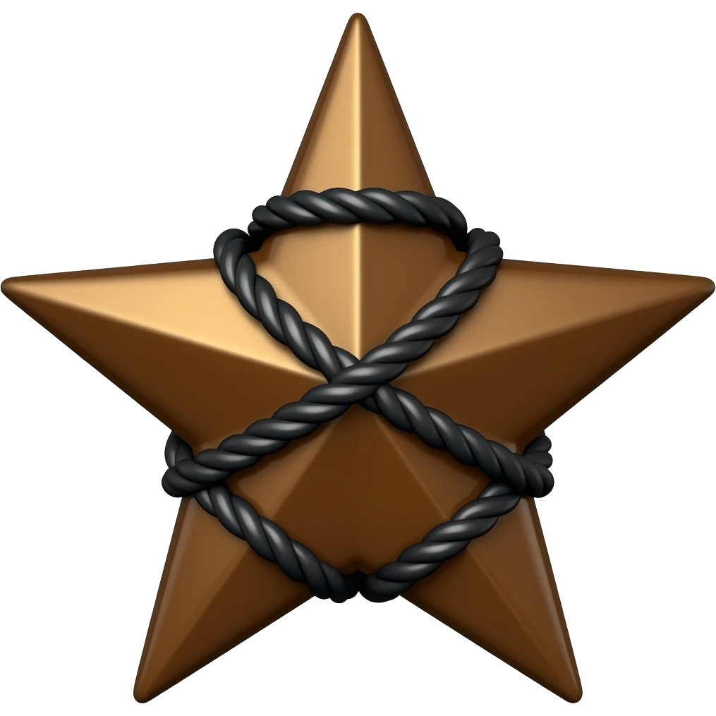 Brown star with black ropes across it emoji