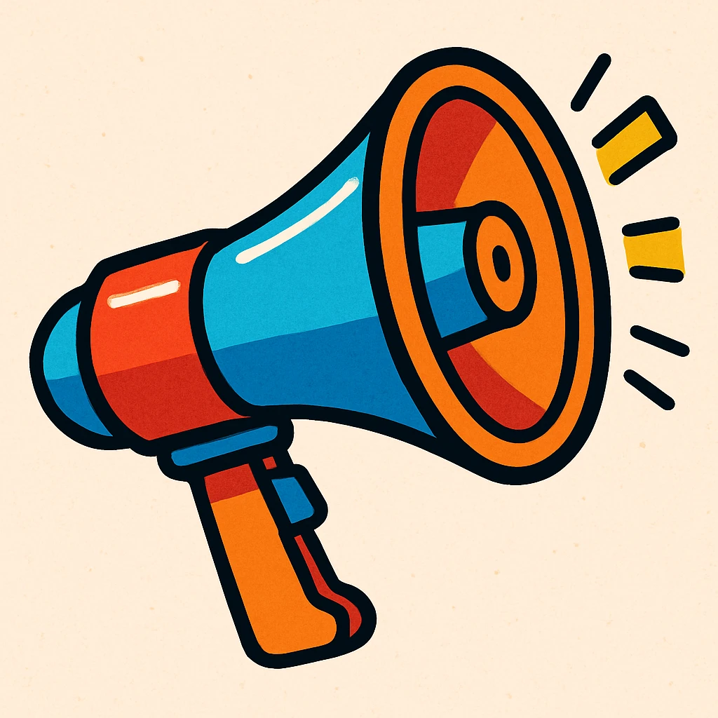 megaphone, playful cartoon style emoji