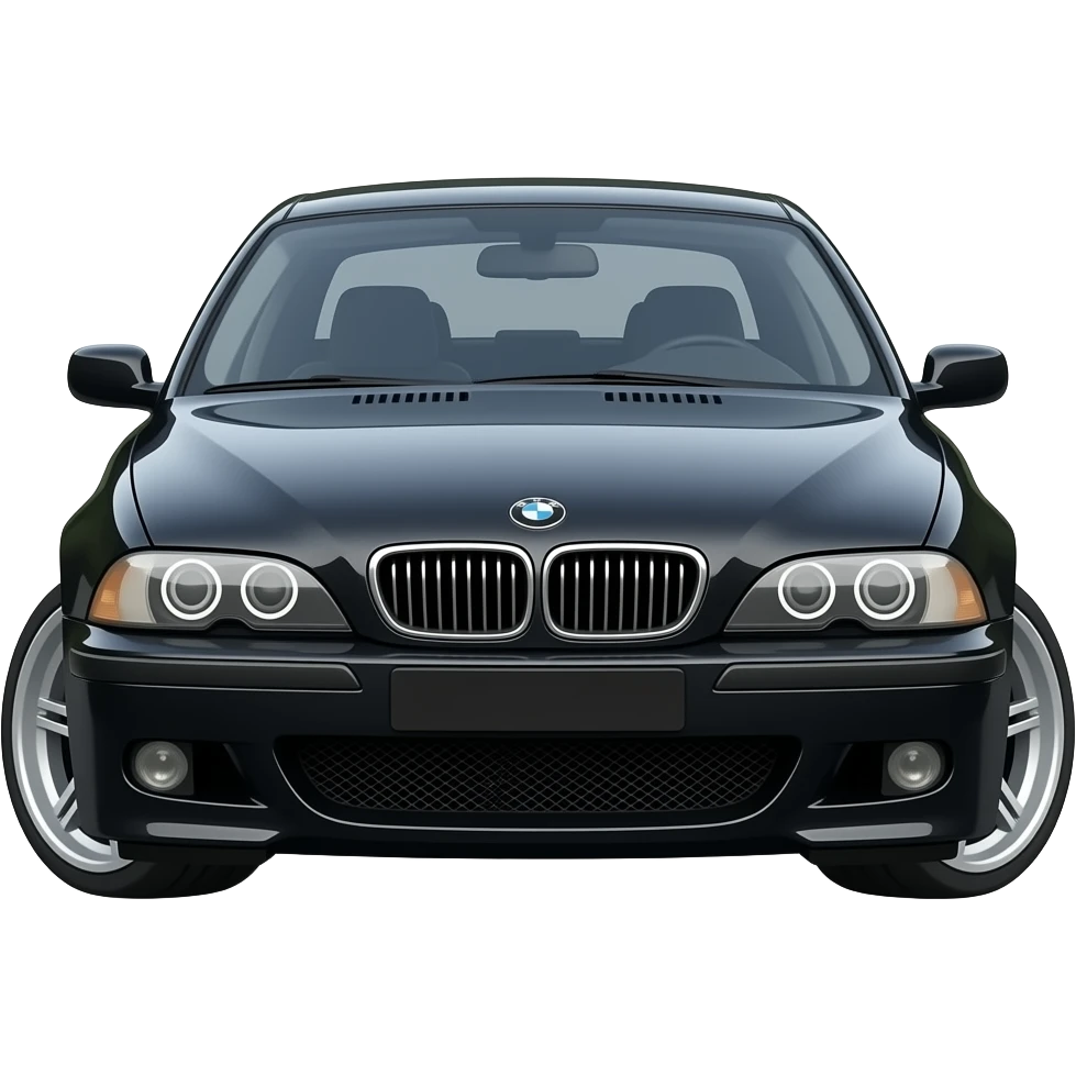 bmw e39 540i m sport, black, 2003, front  view emoji