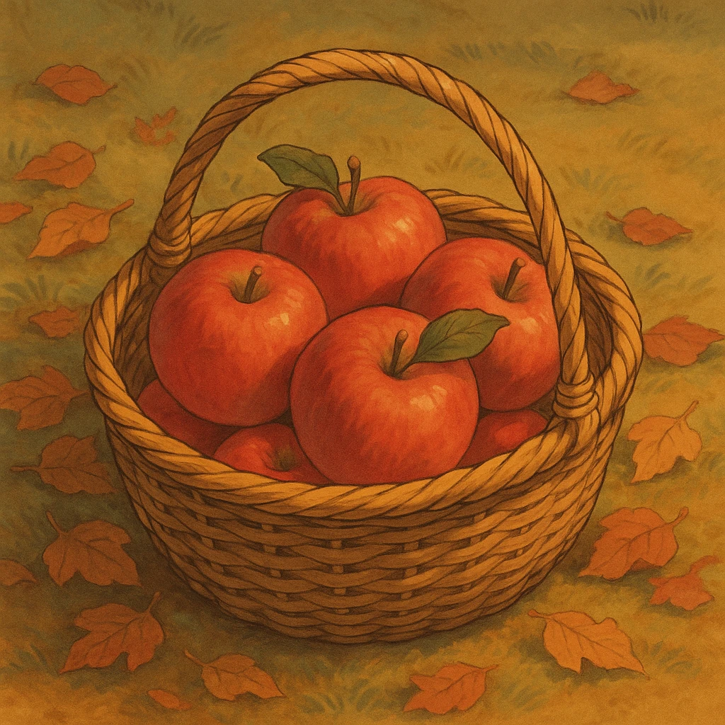 cozy basket of apples after apple picking emoji