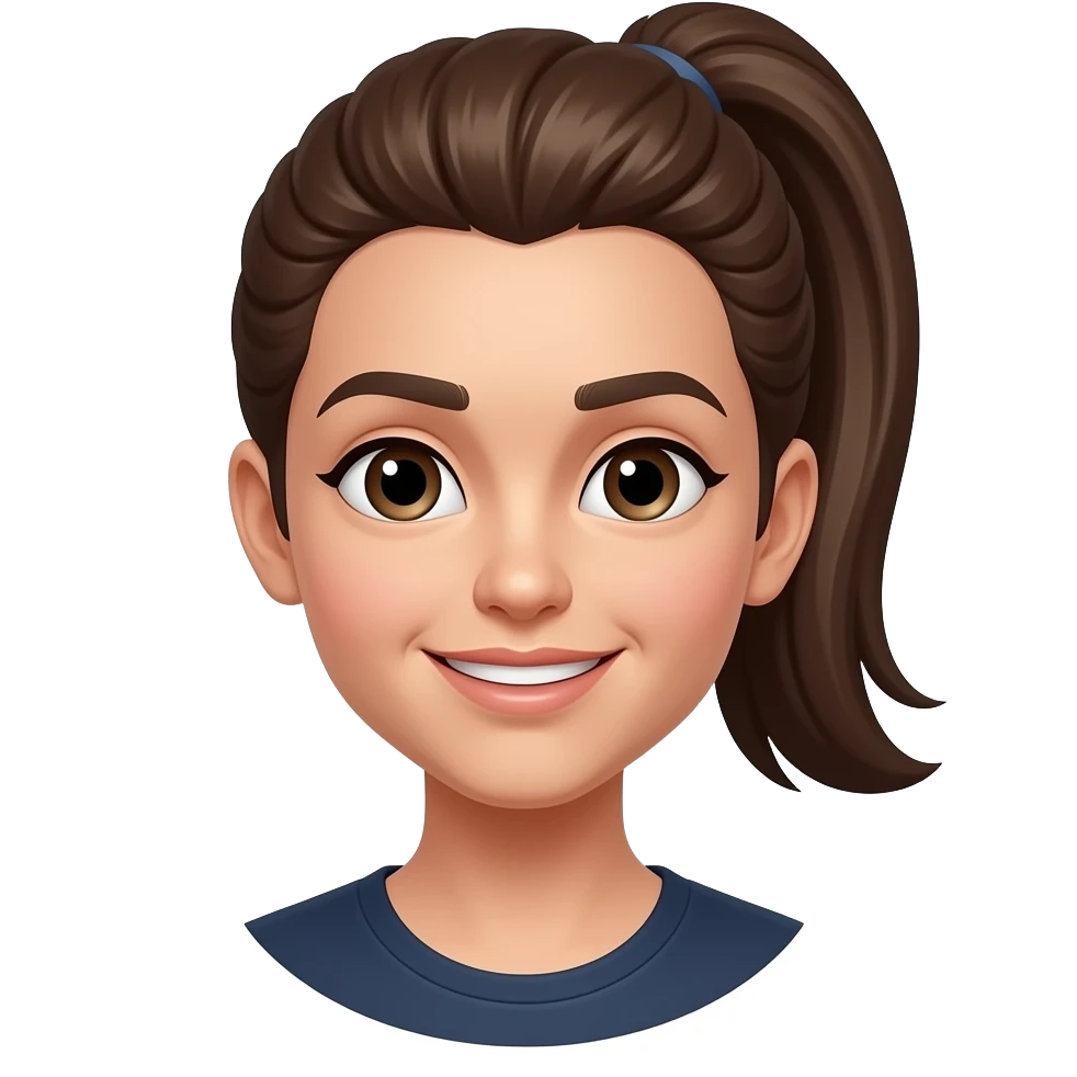 Brown pulled back pony tail emoji