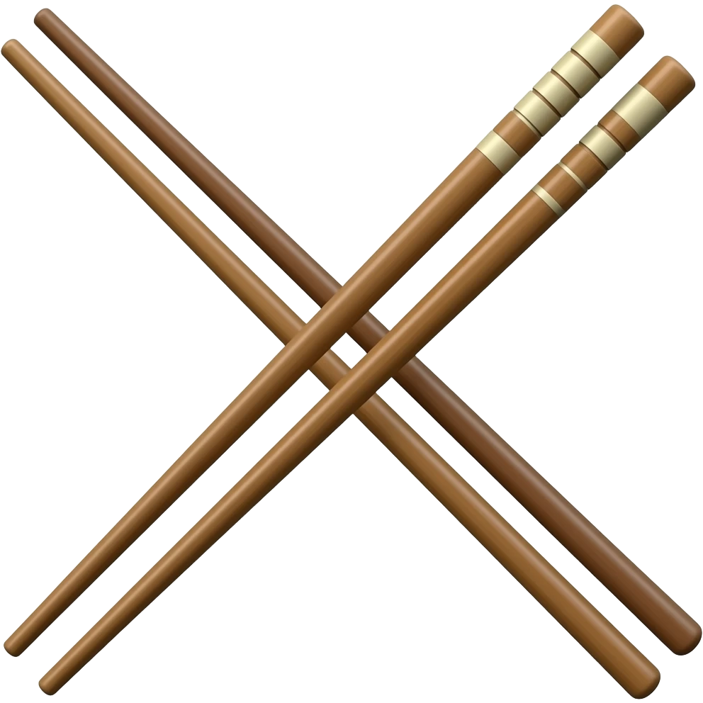 wooden chopsticks in 2d art style and graphics emoji