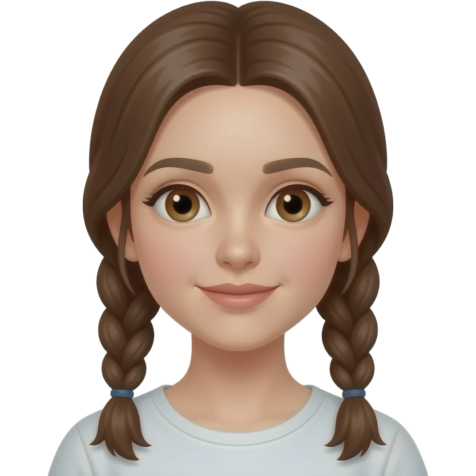 Quiero una chica guapa con dos trenzas, ojos y pelo marrones emoji