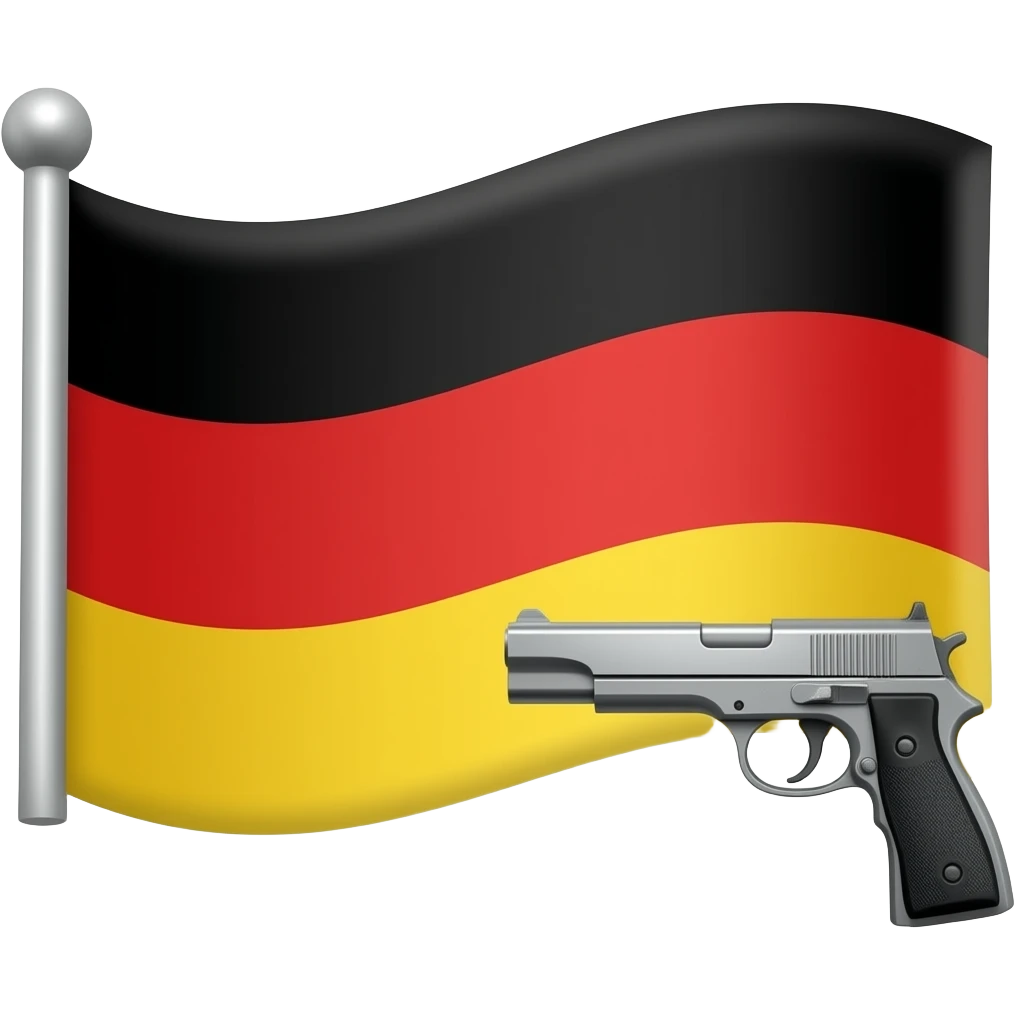 Big Germany flag with a realistic gun on the right side emoji