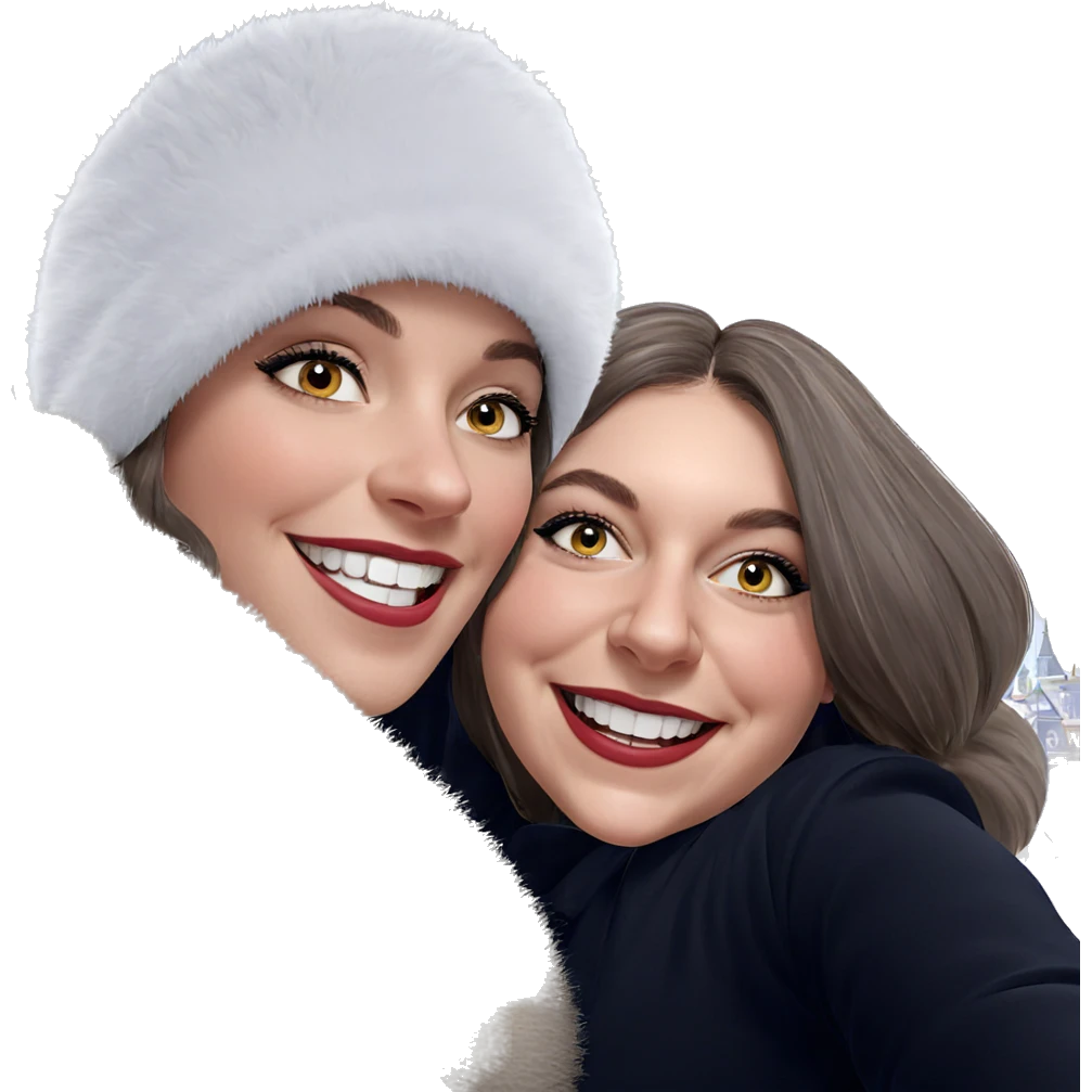 happy girls in stylish hats emoji