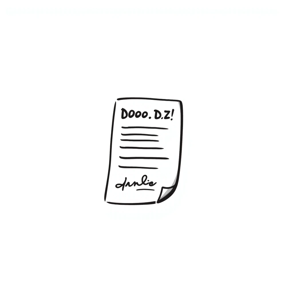 paper document with a paragraph of text and a handwritten signature at the bottom emoji
