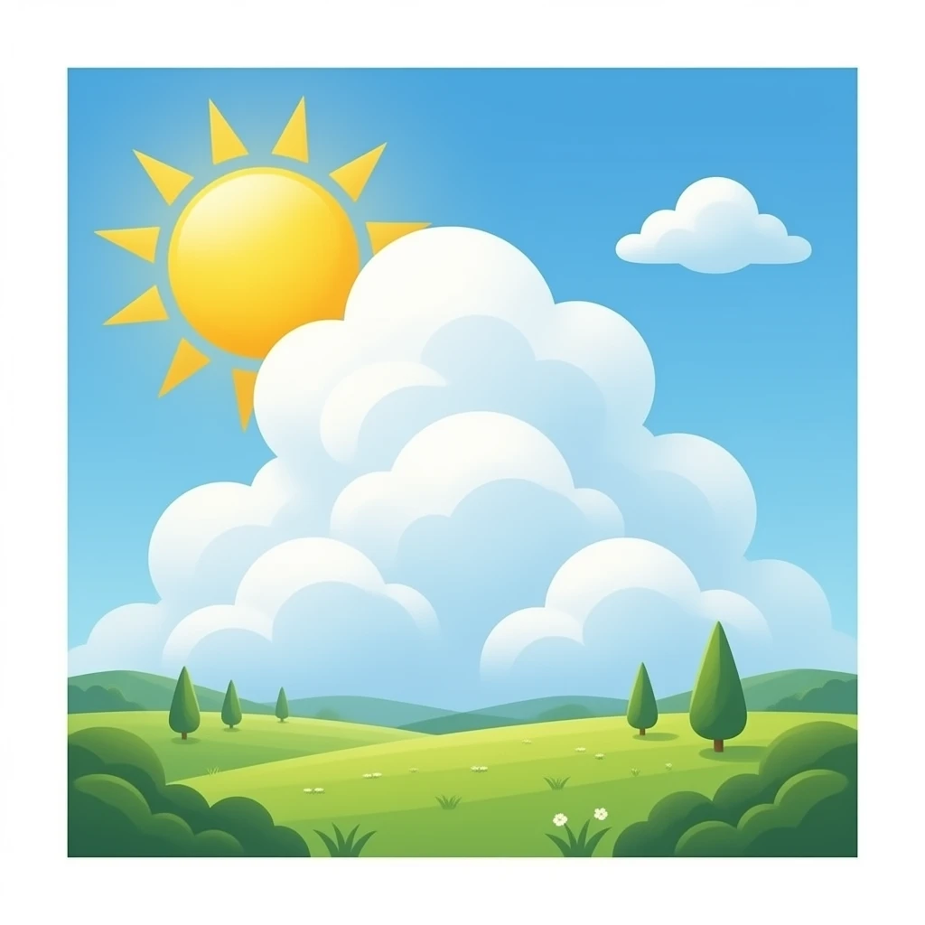 sun shinning from behind fluffy cumulus emoji