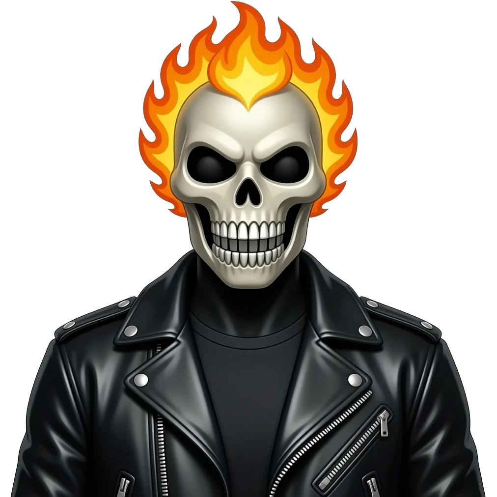 Ghost rider in black leather jacket emoji