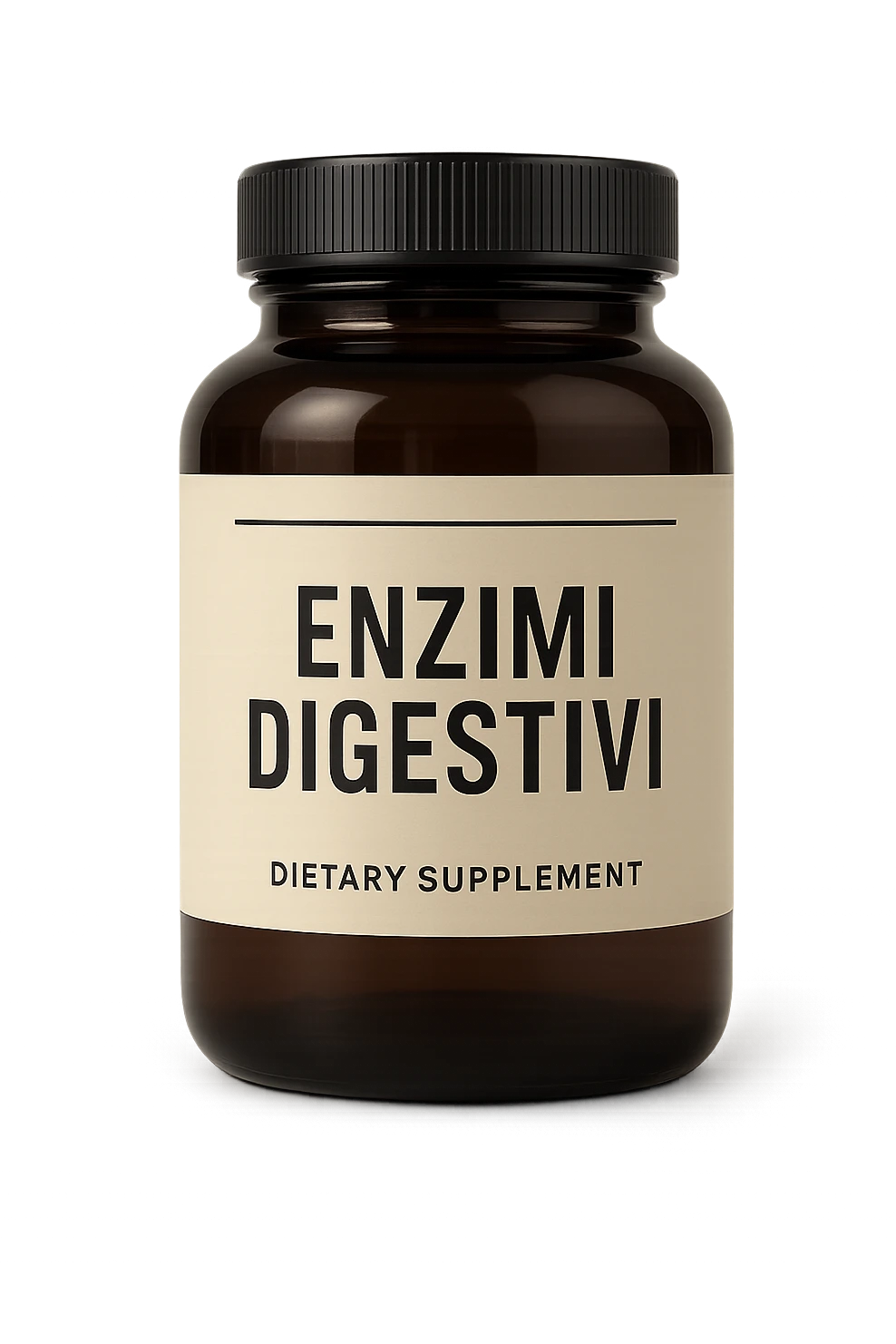 barattolo di integratore con la scritta "ENZIMI DIGESTIVI", iperrealistico 4k emoji
